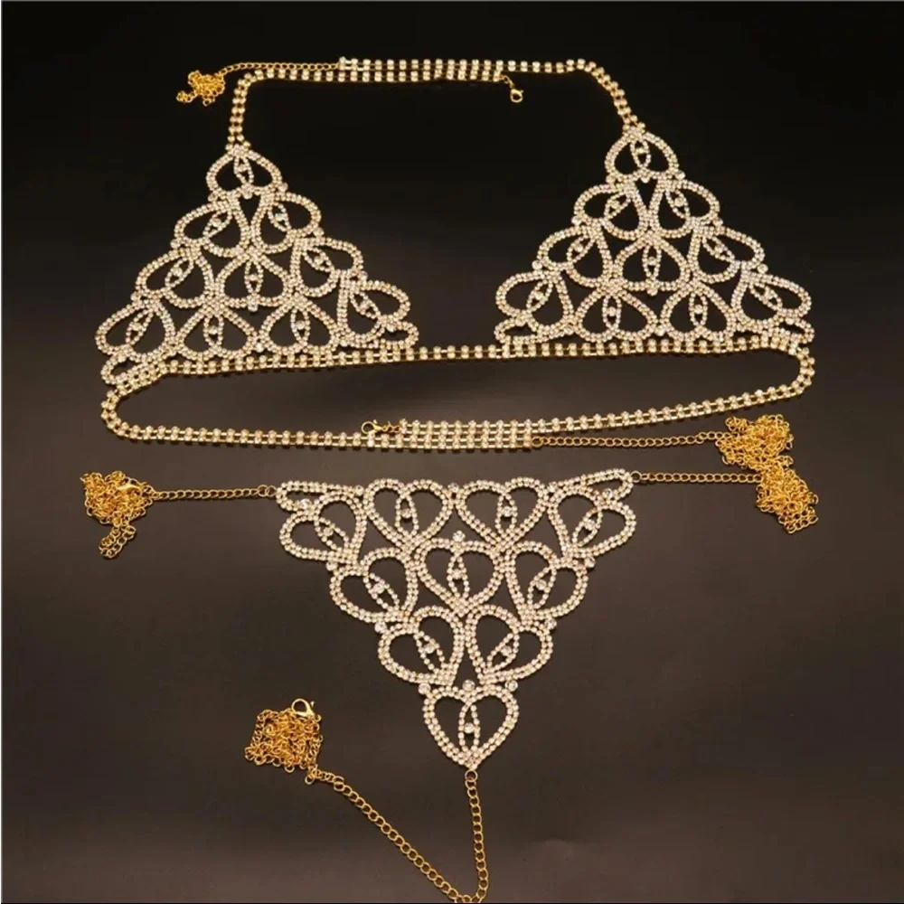 (Last 1) Boho Rhinestone body bra and thong body jewelry - Picture 6 of 10